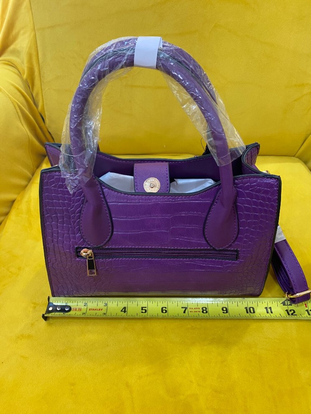 MKF Mia K Collection Purple Croc Embossed Satchel Handbag NWT Vegan Leather - Picture 8 of 9